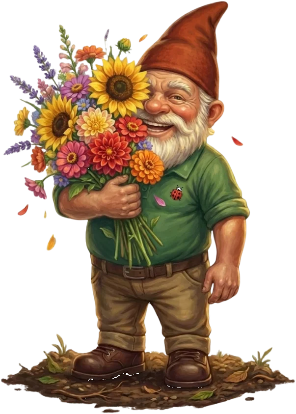 Gnome with flowers
